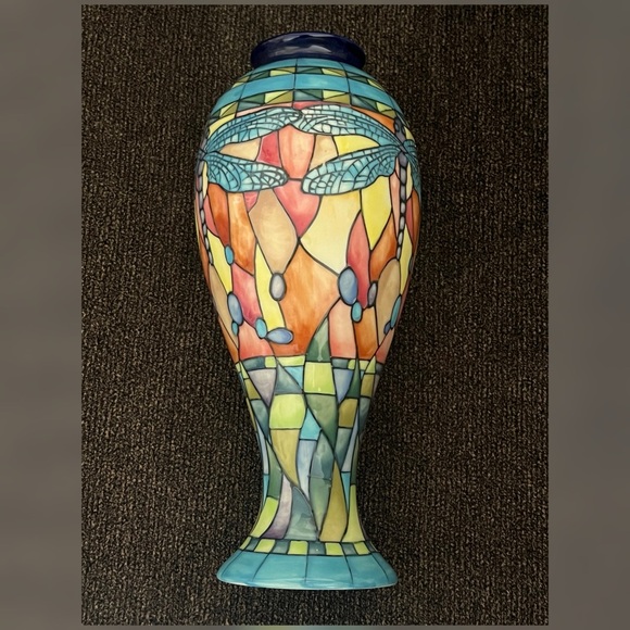 Jeanne McDougall Old Upton Ware Firefly Hand Painted Design Decor Vase 11” - Picture 4 of 10
